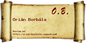 Orián Borbála névjegykártya